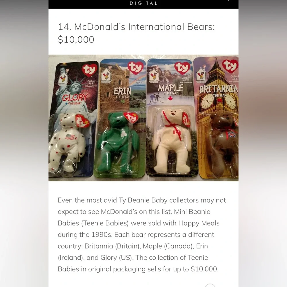 1999 Vintage Britannia the Bear Ty McDonald's Beanie Baby - Collectable